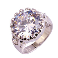 New Fashion Engagement Rings Round Cut Sparkling Pure White Topaz 925 Silver Ring Size 6 7 8 9 10 Wholesale Free Shipping