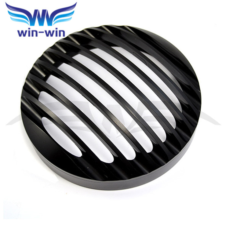 new listing black color motorcycle CNC aluminum Headlight Grill Cover 5 3/4