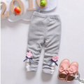 2016 Autumn New Children Girls Clothing Pants Girls Cotton Dot Print Embroidery Flower Casual Leggings Pants