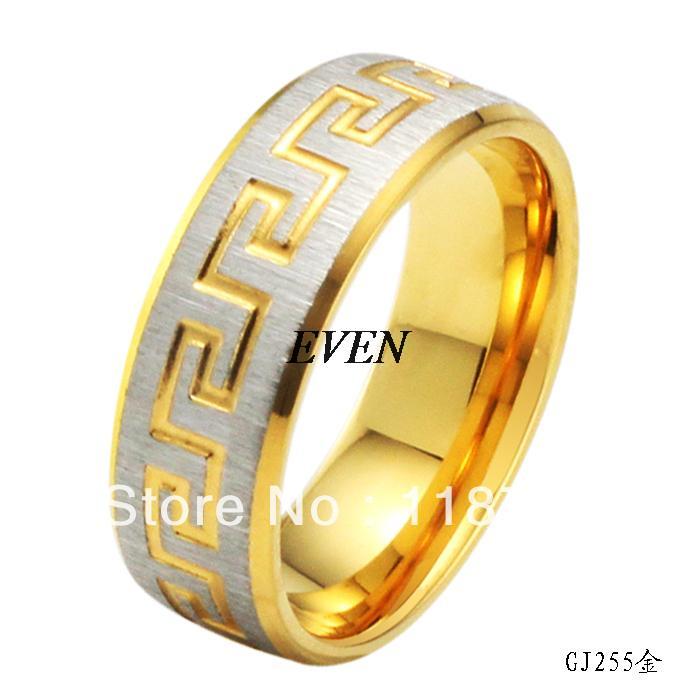 Fashion Accessories Simple Golden Great Wall Men Male Ring Titanium 316L Stainless Steel Rings