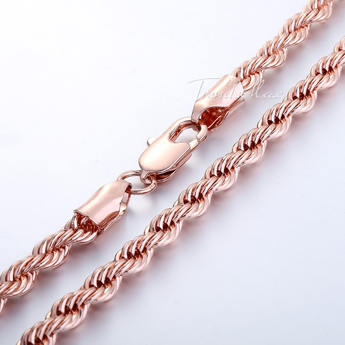 5mm 50 8cm Rope Chain 18K Rose Gold Filled Necklace Men Womens Chain Necklace High Quality