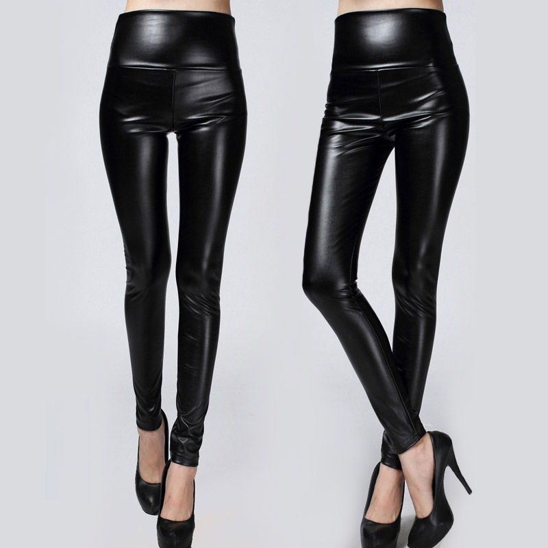 Гаджет  2015 New Winter Thickened Leggings Skinny Pants Women Black Leather Warm Pants  waist high trousers High Quality Big Size None Одежда и аксессуары