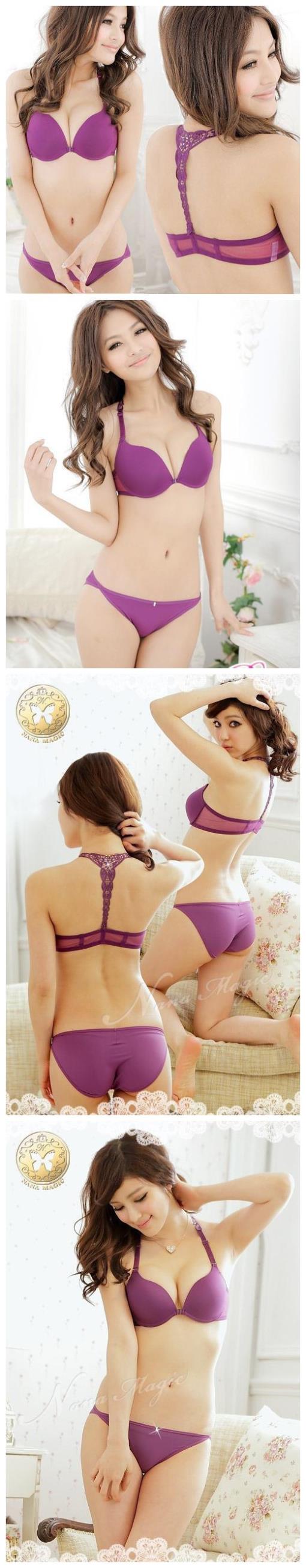 smooth embroidered front closure sexy bra set back Y straps push up deep V underwear women bra set()