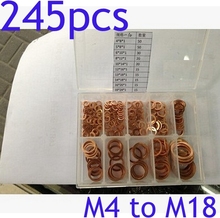 245 шт. M4 до M18 в коробка аппаратные средства красный медь мойка ассортимент / комплект / комплект