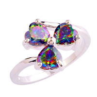 Mysterious Rainbow Topaz 925 Silver Ring Size 7 8 9 10 Fashion Jewelry For Women Free Shipping Wholesale