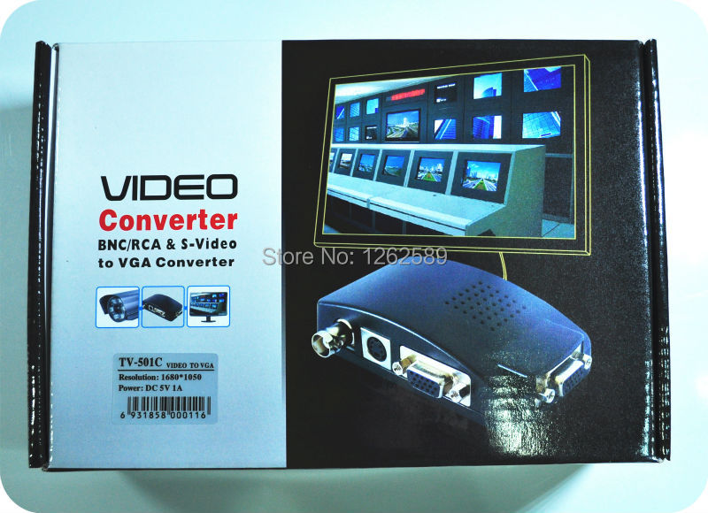 1set AV S-Video RCA Composite Video to PC Laptop VGA TV Converter adapter box New VGA BNC to VGA converter adapter box