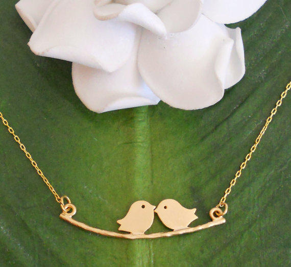 Gold Love Birds on a Branch Necklace, engament,.jpg