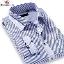 US/Euro Size Cotton 2016 Spring Classic Striped Lapel Men Fashion Business Casual Long-sleeved Shirt Camisa Social Masculina