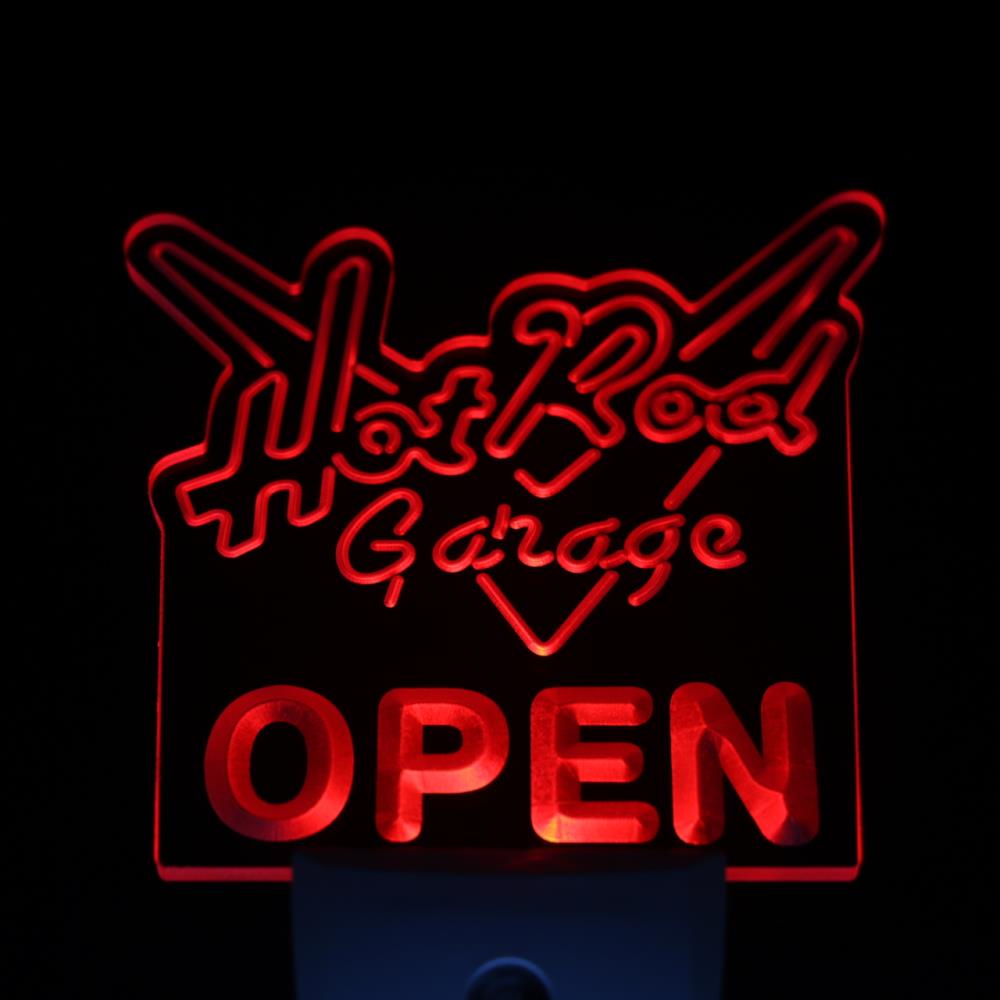 ws0185 Hot Rod Garage Beer OPEN Day/ Night Sensor Led Night Light Sign