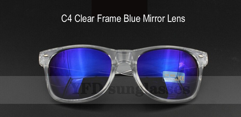 C4 clear frame blue mirror lens
