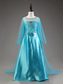 2016 Elsa Long Sleeve Dress For Kids Girl Fashion Elsa Party Clothes Girls dresses Blue Halloween