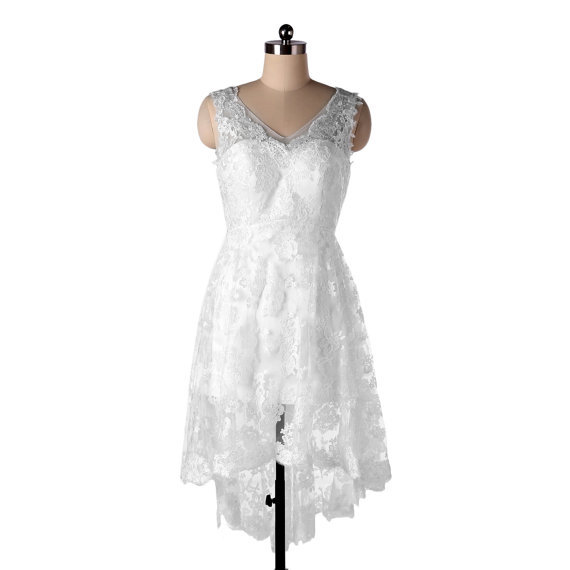 New Design White High Low Lace Bridesmaid Dresses Sexy V Back Party Dress Knee Length Maid Of 0090