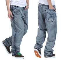 European And American Mens Baggy Jeans Big Size 30 32 34 36 38 40 42 44 46 Boy Skateboard Men Rap Hiphop Jeans Loose