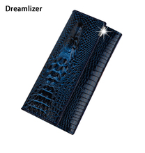 3 Fold Genuine Leather Women Alligator Wallet 13 Color Hasp Crocodile Head Female Clutch Brand Carteras Purse Wallet Women