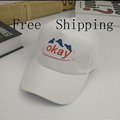 2016 New Fashion Okay Letter Cotton Snapback Baseball Caps Unisex Adjustable Strapback Hat White Golf Hat