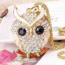New Brand Charms Women 18K Gold Necklace Vintage Crystal Cubic Zircon Diamond Owl Necklaces Pendants Fine