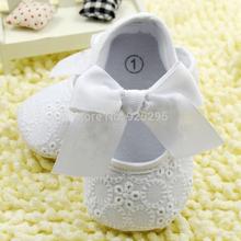 White Bowknot Baby Girl Lace Shoes Toddler Prewalker Anti Slip Shoe Simple Baby Shoes