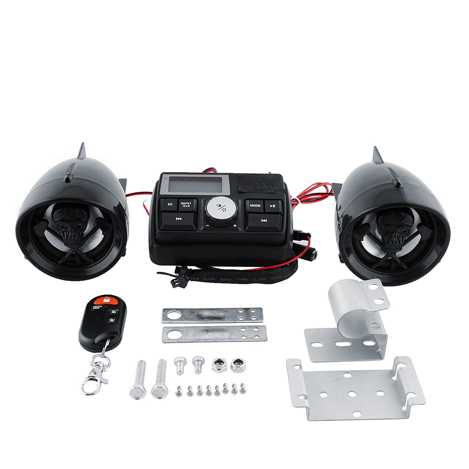 Hot Motorcycle Handlebar Bar Audio FM Radio System Amplifier Sound Speaker MP3 Black Skull Anti-theft Hot Motorcycle Handlebar Bar Audio FM Radio System Amplifier Sound Speaker MP3 Black Skull Anti-theft