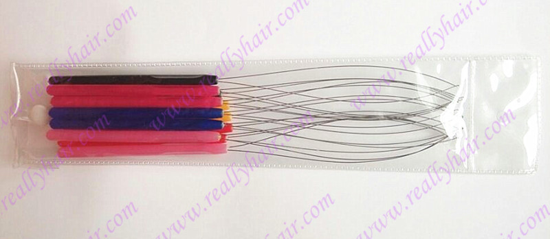 Freeshipping 12 pieces pack plastic hanle pulling loop threader micro ring tools Nano ring font b