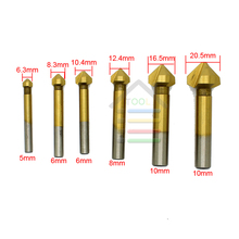 New 6pcs 90 Degree 3 flute Titanium Coated Chamfer Chamfering Edge Mill Cutter Wood Countersink Drill
