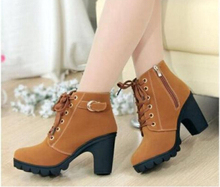 new 2015 high and thick with leisure ladies boots Sponge thick bottom short boots Women’s shoes