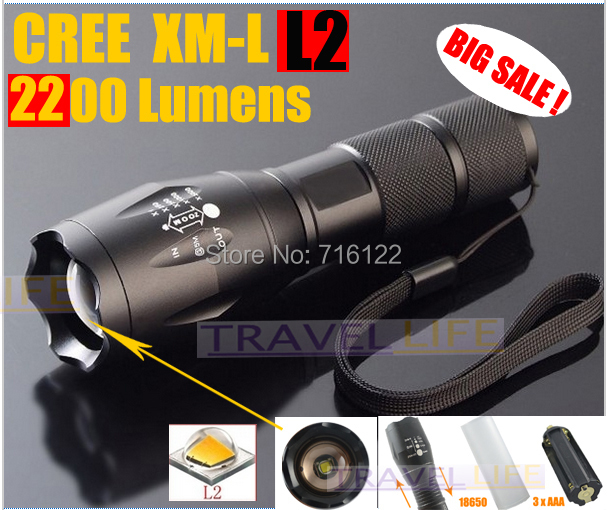E17 CREE XM L2 2500LM tactical cree led Torch Zoom cree LED Flashlight Torch light For