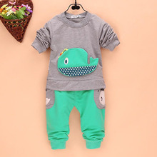 2Pcs Outfits Kids Baby Boys Clothes Long Sleeve Whale Tops Long Pants Clothing Sets 1 4Y