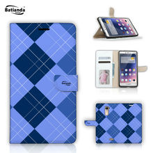 Fashion PU Leather Case For OPPO R7 Plus (6.0″inch) Filp Wallet Stand Cover Case & Card Holder Tartan Check Pattern Print Case