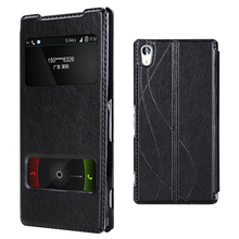 Ultra Thin PU Leather Flip Stand Cover Case For Sony Xperia Z2 C770x D6502 D650 D6503 L50W Phone Cases & Touch Screen window
