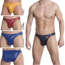 Famous Brand  OLAF BENZ  Nylon Faux leather male panties Men’s sexy underwear briefs  SIZE M/l/XL BLACK RED