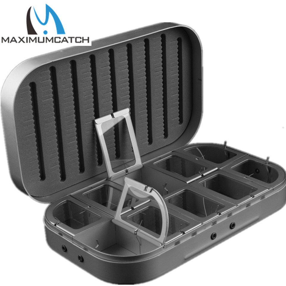 Silver Aluminum Fly Box 155*93*32mm 10 Compartments New multifunction Fly Fishing Box Aluminum Fly Box