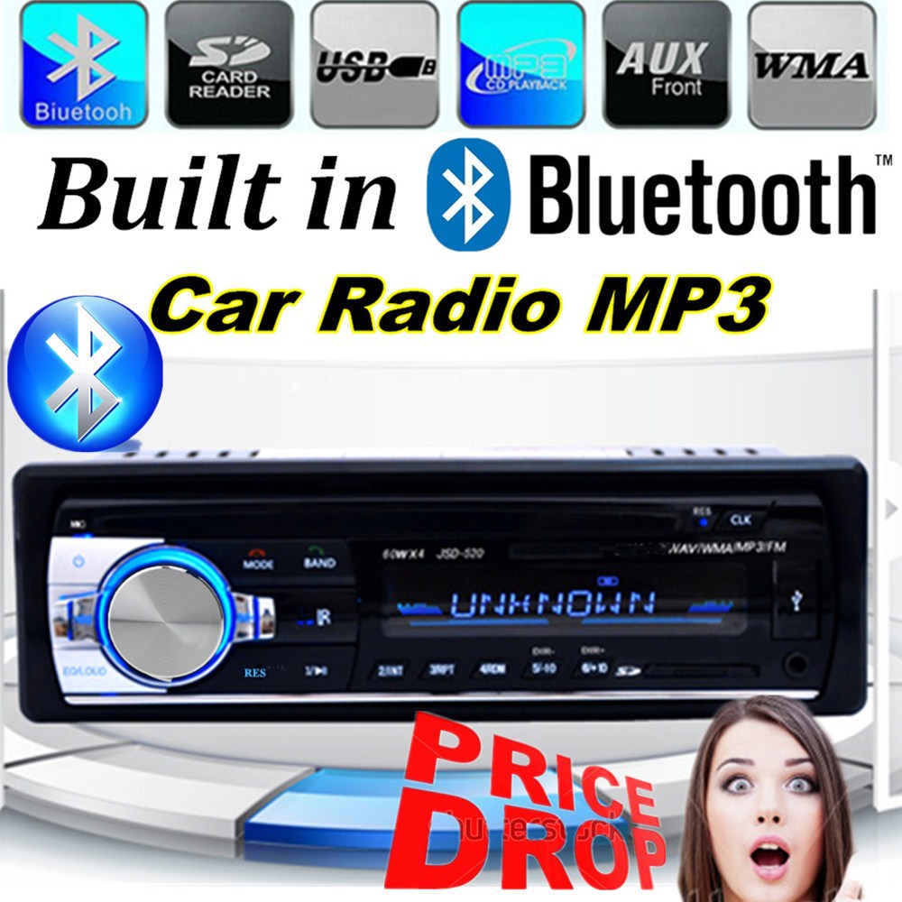 2015 New 1 DIN 12V Car Radio player MP3 Audio Stereo FM Built in Bluetooth Phone with USB/SD MMC Port Car Electronics In-Dash