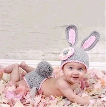 zs New Born Baby boy girl unisex Rabbit Hare Crochet Knit Costume Prop Set Hat briefs Photography Clothing Photo Wear outfit