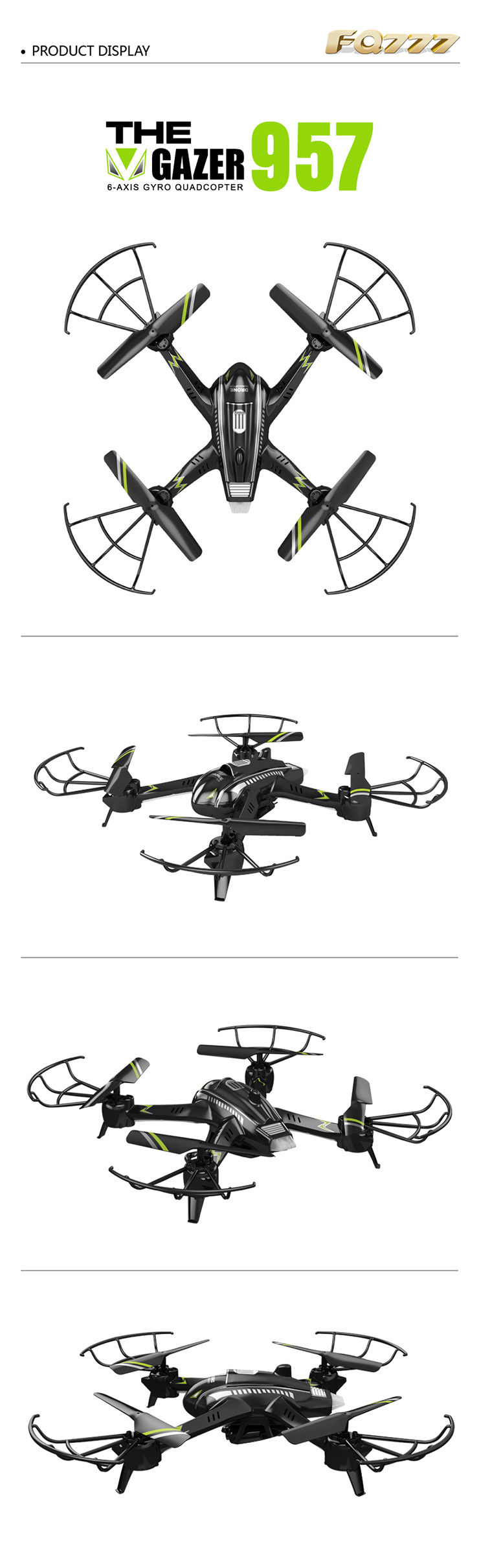 FQ777 Gazer 957C 6-axis Gyro Headless Mode With 2MP Camera RC Quadcopter RTF 2.4GHz