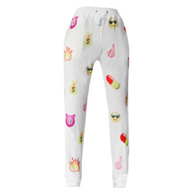 version of the new high waisted fashion leisure jogging pants QQ expression printing slimming exercise pants 79575