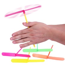 Plastic Hopter Helicopter Bamboo Dragonfly Fying Classic Traditional Toys Baby Game Spiral Arrows