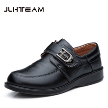 2016 New Children Leather Shoes For Boys Dress Shoes Black Flat Dancing Lace Up PU Genuine Leather School Students Shoes JLH