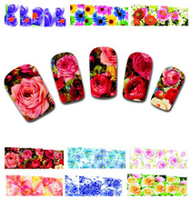 50Sheets XF1372-1421 Nail Art Flower Water Tranfer Sticker Nails Beauty Wraps Foil Polish Decals Temporary Tattoos Watermark