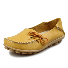Size 35-43!Women Genuine Leather Shoes 2016Spring Soft Moccasins Leisure Mother Shoes Woman Driving Loafers Women’s Flats Female