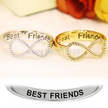 2PCS/Lot Wholesale Best Friends Ring Women’s Infinity Ring Engraved Rings O Jewelry Gold Silver plated Jewelry Free Shipping