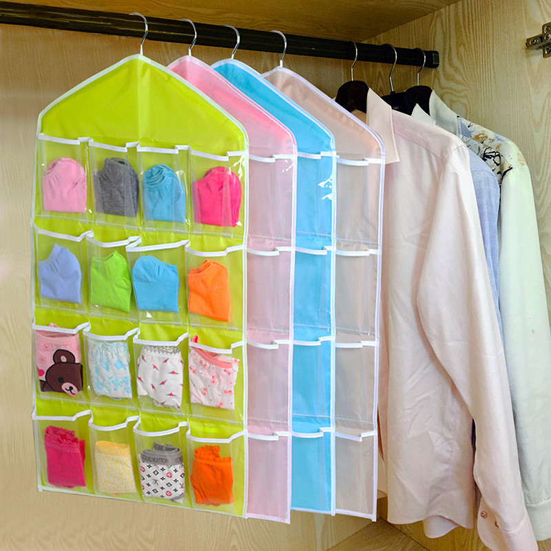 Hanging Clothes Closet Promotion For Promotional Garment Storage Bag With Handles Three Side Zipper Closet Anizer Blue