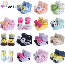2016 Lovely Baby Slippers Cotton Socks With Animal Design Cartoon Newborn Infant Bebe Boys Girls Kids Floor Anti-slip Warm Socks