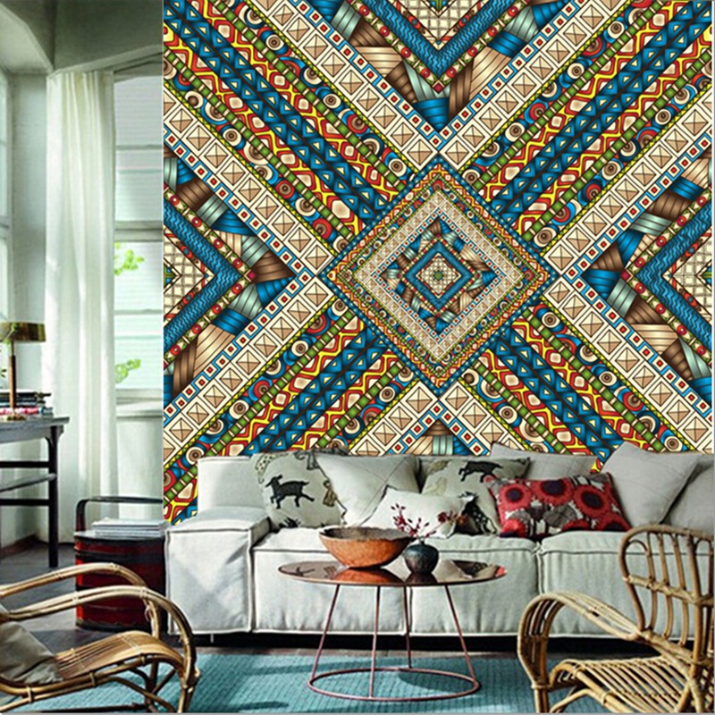 De 3d Gran Mural Hermosa India Patron Murales Papel De Parede