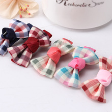 Scotland Style Fabric Art Hairpin Korean Check Gingham Children Bow Clamp Korea Children Headwear Yiwu