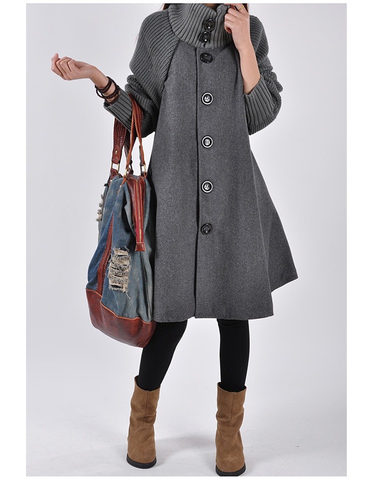  2015 New Winter trench Korean yards loose woolen cape coat woolen coat lady casual female outwear windbreaker women CT2 (1)
