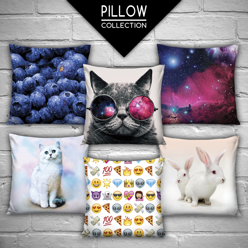 ... Covers galaxy cat dog emoji Pillow Cases Pillow covers For Sofa or Bed