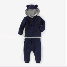 2014 New Autumn Baby Boys Cotton Clothing Set Child Boy Cartoon Hooded Sweater Solid Color Animal
