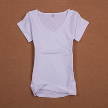 Hot Sale Promotion Women s V neck Short Sleeve T Shirt Cotton Big Size 8 Colors