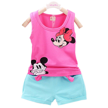 2016 New Casual Kid Girl Vest Set Short T-shirts+Pants 2pcs Tracksuit For Girls Baby Sets Summer Children Clothes