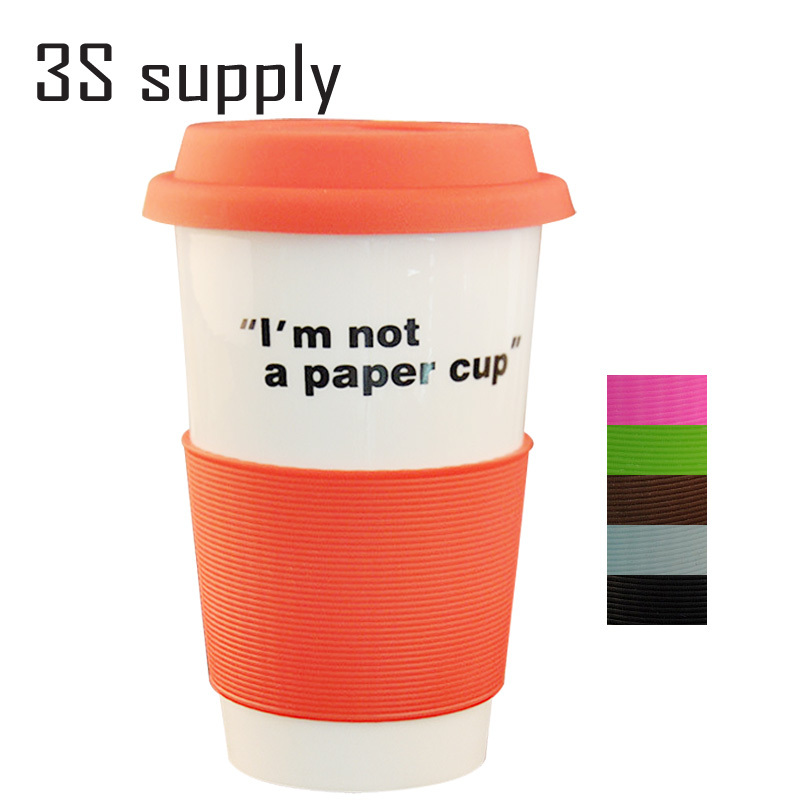 Hot 350ml coffee mug coffee cups single layer mug silicone sleeve coffee cup tea cup tumbler